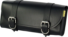 Willie & Max Tool Pouch luggage in black with zippered opening, measuring 12x5x2.5 inches, designed for motorcycle storage.