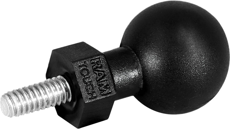 Ram Tough Ball 1/4"-20 X .25" long accessory, showing a black metal ball with threaded metal stem for mounting or connection.