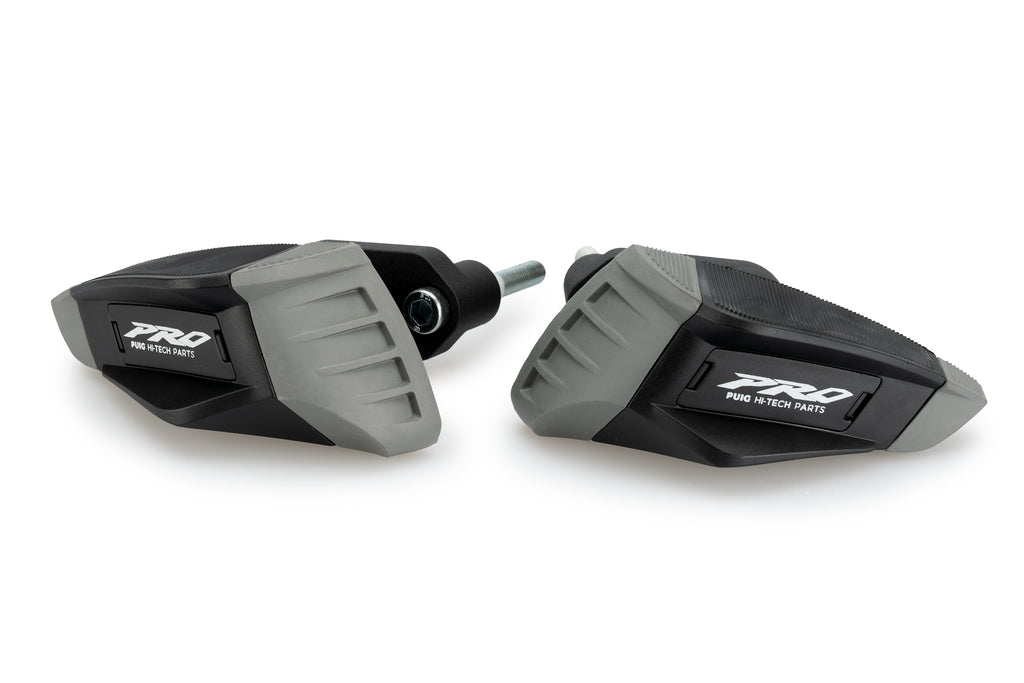 PUIG Frame Sliders Pro 2.0 in black for Suzuki motorcycles, designed to protect the body during falls.