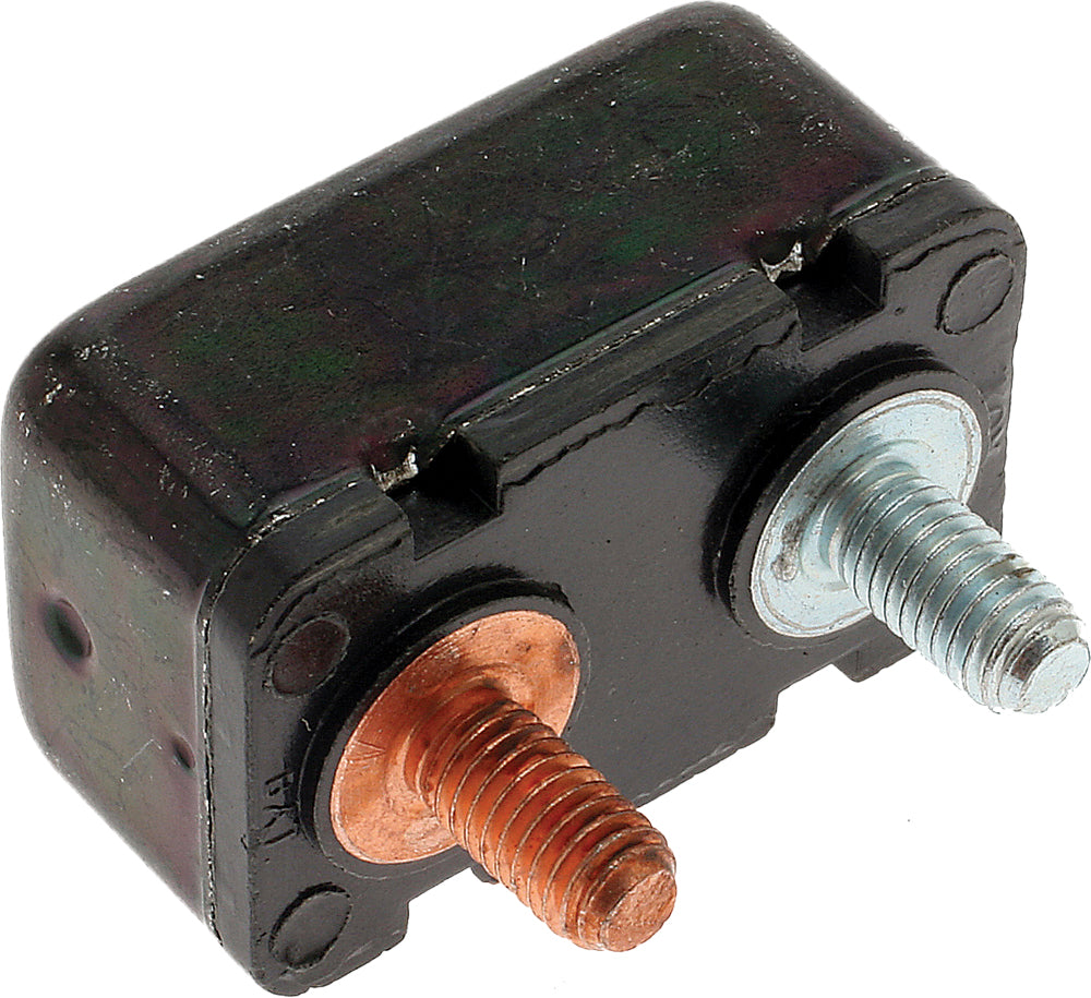 SMP 50amp electrical circuit breaker with black and red switch, compact design, and brand markings, used for electrical safety.