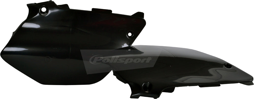 Polisport Plastics black side body panels for 64-6061 motorcycle, showing sleek, durable plastic construction with mounting points.