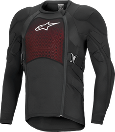 Alpine Star Bionic Plasma Lt Protec Jacket in black and white, long-sleeve, lightweight motorcycle protective jacket with branding.