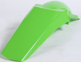 Acerbis green rear fender for motorcycle, featuring a durable plastic design with mounting points and branding details.