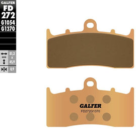 GALFER Sintered Brake Pads FD272G1370 with metal backing and brake pad surface for high-performance motorcycle braking.