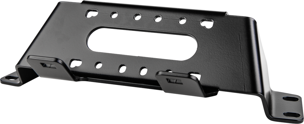 Open Trail winch mount 459-1560 shown on a vehicle, showcasing its durable metal construction and mounting points.