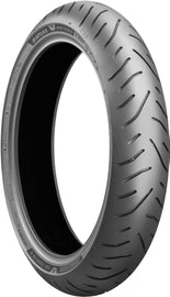 Bridgestone Battlax T33 motorcycle front tire 120/70R19 radial tire with tread pattern and sidewall branding on clean black rubber