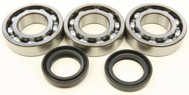 All Balls engine crankshaft bearing and seal kit with multiple seals and bearings laid out on a white background.