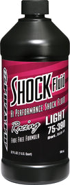 Maxima Shock Fluid Heavy 5-gallon container, chemical product for motorcycle or vehicle maintenance, with safety labels and packaging.