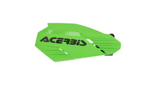 Load image into Gallery viewer, Acerbis K-Linear motorcycle handguard in green and black, designed for Kawasaki bikes, mounted on a motorcycle handlebar.