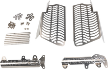 Load image into Gallery viewer, Unabiker radiator guard in natural finish, designed to protect motorcycle radiators with a durable braces and guards structure