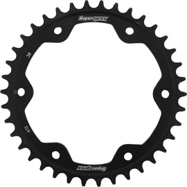 Supersprox steel 38-tooth rear sprocket for KTM motorcycle, black finish, designed for 525 chain size.