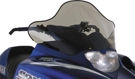 Powermadd Cobra W/S Low Smoke 13.5-inch windshield for Yamaha V-Max dual beam motorcycle, clear with low smoke tint.