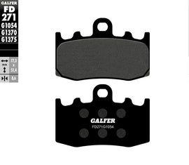 GALFER semi-metallic brake pads FD271G1054 for bicycles, showing the brake pad with metal and rubber components.