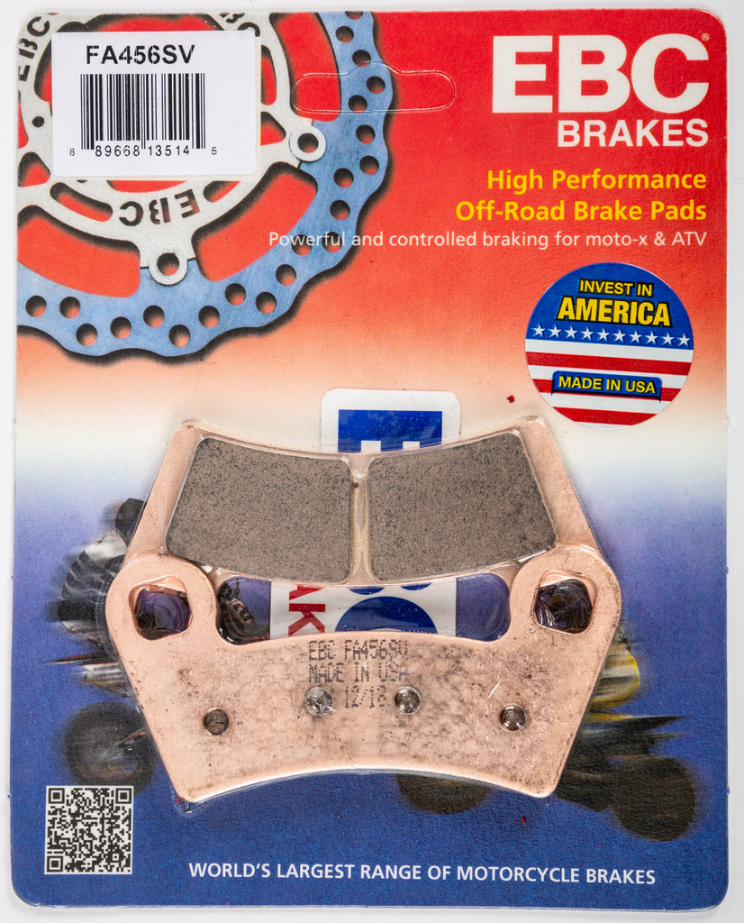 EBC Motorcycle Brakes brake pads 15-456S showing black brake pad with metal backing plate for motorcycle braking system