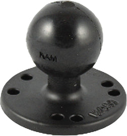 Ram 2-1/2-inch diameter base accessory with metal construction and mounting holes, designed for vehicle or equipment installation.