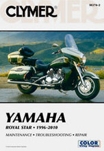 Load image into Gallery viewer, Clymer repair manual for Yamaha Royal Star motorcycle, showing detailed pages and diagrams for engine and maintenance repair.