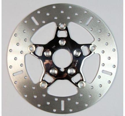 EBC Motorcycle Brakes V-Twin Street Rotor FSD009 with drilled and slotted design for enhanced stopping power and heat dissipation.
