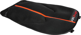 Black and red Airhawk UTV seat cushion with textured surface and adjustable straps for comfort and support during off-road rides.