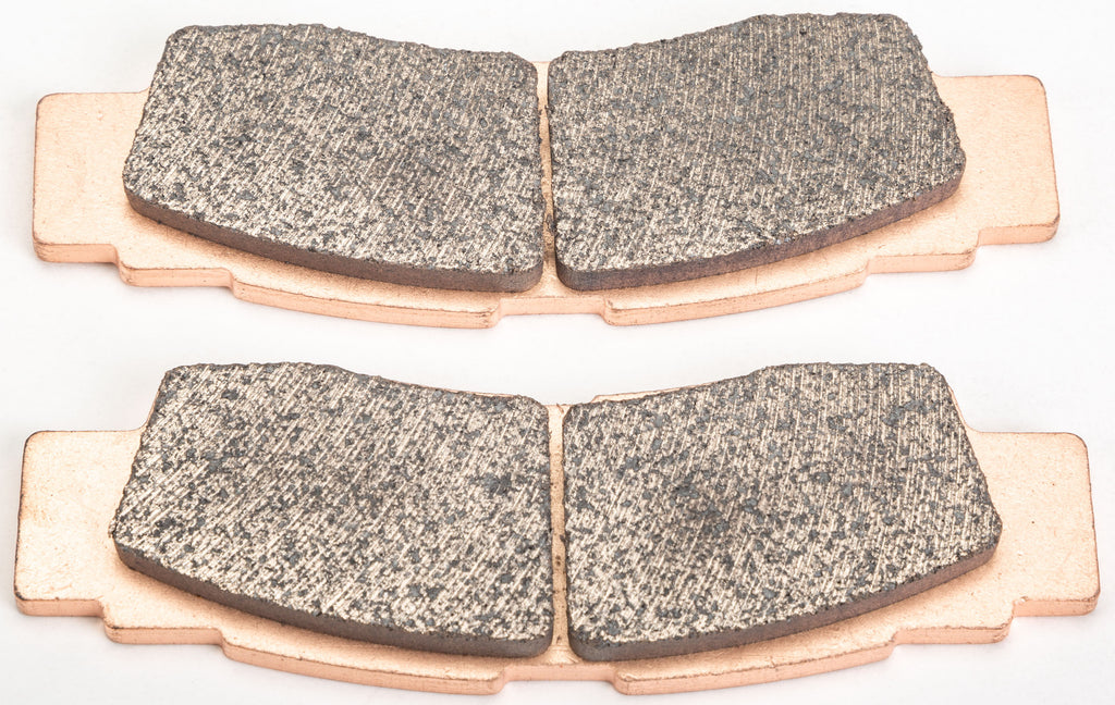 All Balls Sintered Brake Pad Kit showing dark brake pads with metal backing plates, designed for motorcycle braking systems.
