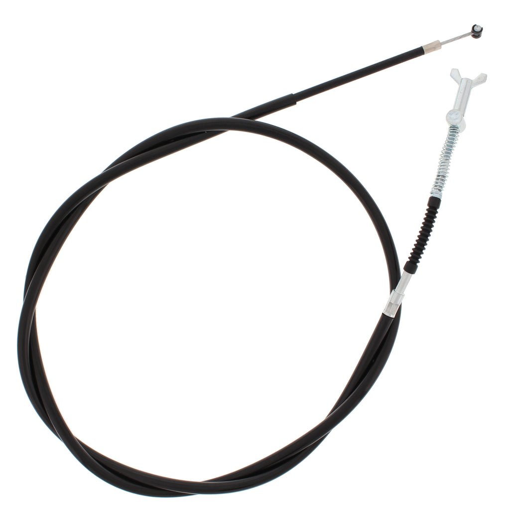 All Balls rear hand brake cable 24-54009 for motorcycle, showing the black cable with metal fittings and protective casing.