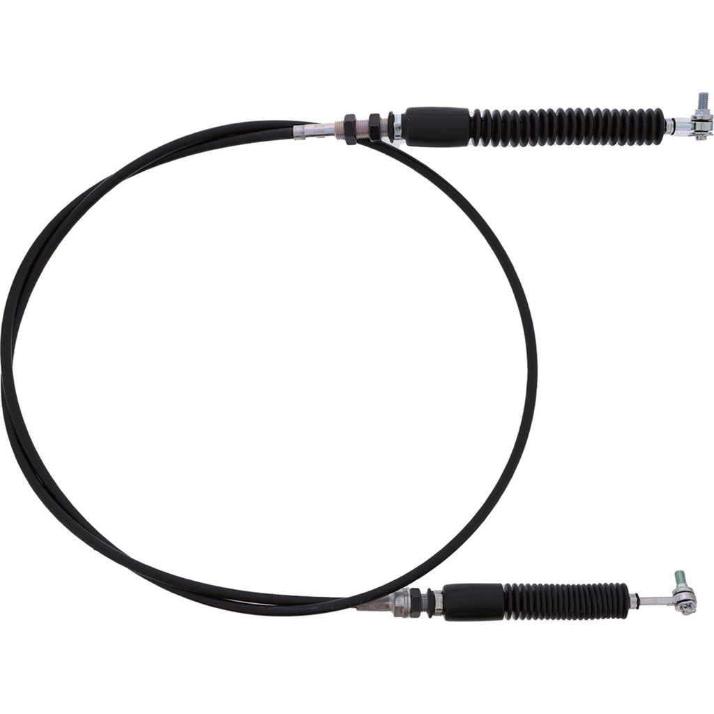 All Balls UTV shift cable with hydraulic control line showing black cable and metal fittings for smooth gear shifting.