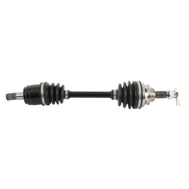 All Balls drive axle 536-0028 showing the metal shaft and wheel hub connection for vehicle suspension.