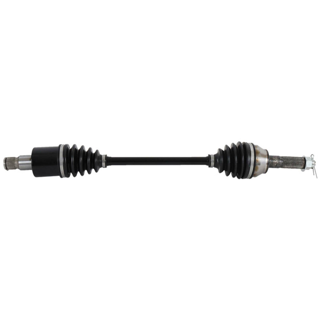 All Balls Drive Axle 536-0070 showing the metal axle shaft with branded markings and mounting ends for vehicle installation.