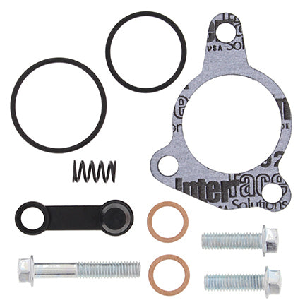 All Balls clutch slave cylinder kit drive type with metal and rubber components, shown assembled with fittings and mounting hardware.