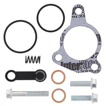 Load image into Gallery viewer, All Balls clutch slave cylinder kit drive type with metal and rubber components, shown assembled with fittings and mounting hardware.