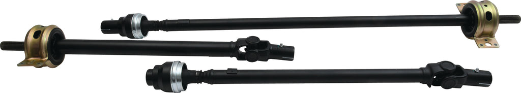 All Balls drive prop shaft 531-5013 showing the metal shaft with joints and protective boots for vehicle drivetrain repair.