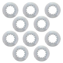 Load image into Gallery viewer, All Balls engine countershaft washers, pack of 10, showing shiny metal washers with stamped part number 22-56016