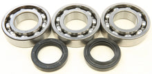 Load image into Gallery viewer, All Balls engine crankshaft bearing and seal kit with multiple seals and bearings, shown in a neat arrangement.