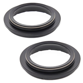All Balls Fork Dust Seal Kit 22-57107 showing black rubber gaskets and seals for motorcycle fork suspension repair.