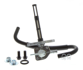 All Balls Fuel Valve FS101-0101 for intake and carburetor fuel system, showing the compact metal valve with hoses attached.