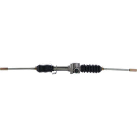 All Balls steering rack assembly for vehicles, showing the black metal rack with mounting points and protective components.