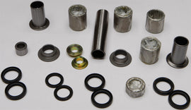 All Balls suspension linkage kit with bearings and seals, featuring multiple components for motorcycle suspension repair.