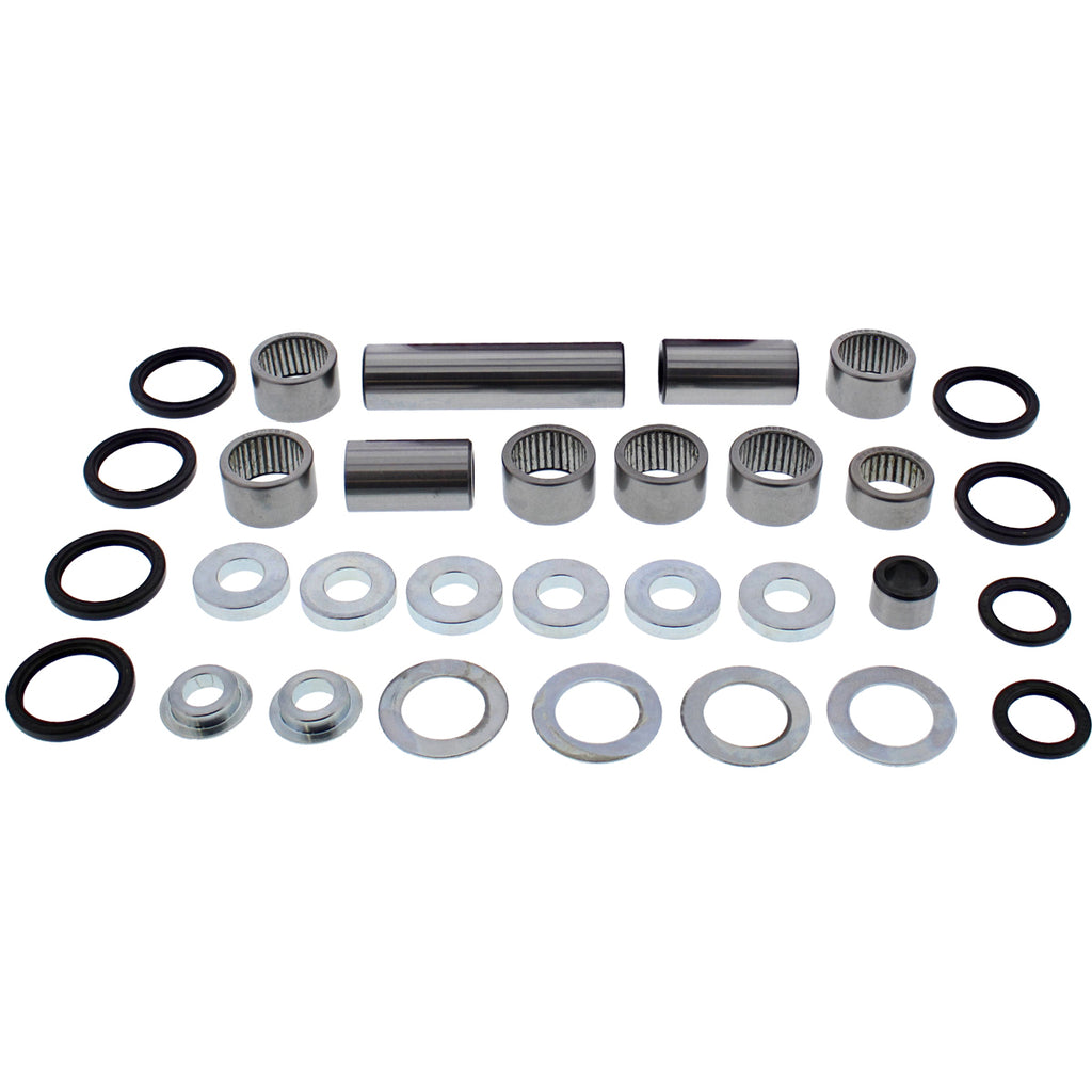 All Balls suspension linkage kit with bearings and seals, featuring multiple components for motorcycle or ATV suspension repair.