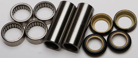 All Balls swingarm bearing kit for suspension, showing new bearings and components in the package.