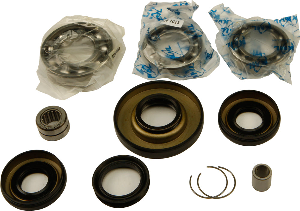 All Balls front differential bearing and seal kit with bearings and seals, black and metallic components on a neutral background.