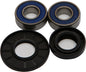 All Balls front wheel bearing and seal kit 22-51421 showing metal bearings and rubber seals for motorcycle or bike wheel repair.