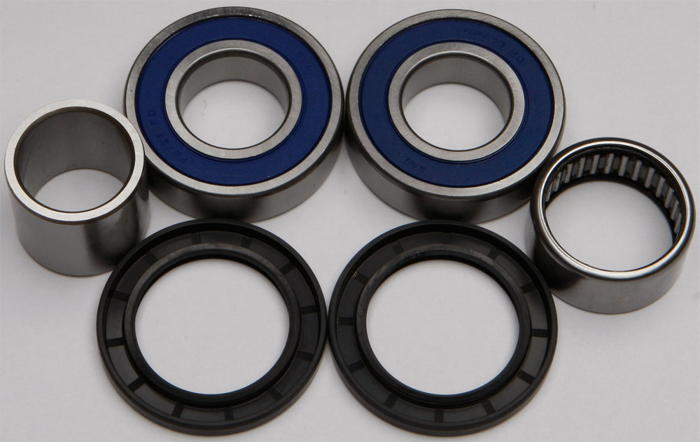 All Balls rear wheel bearing kit 22-51474 with multiple bearings and seals for motorcycle or bike wheel maintenance.
