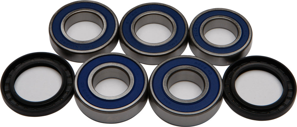 All Balls rear wheel bearing kit 22-51492 with multiple bearings and seals for motorcycle wheel maintenance.
