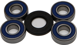 All Balls rear wheel bearing and seal kit 22-51228 with bearings and seals laid out on a white background