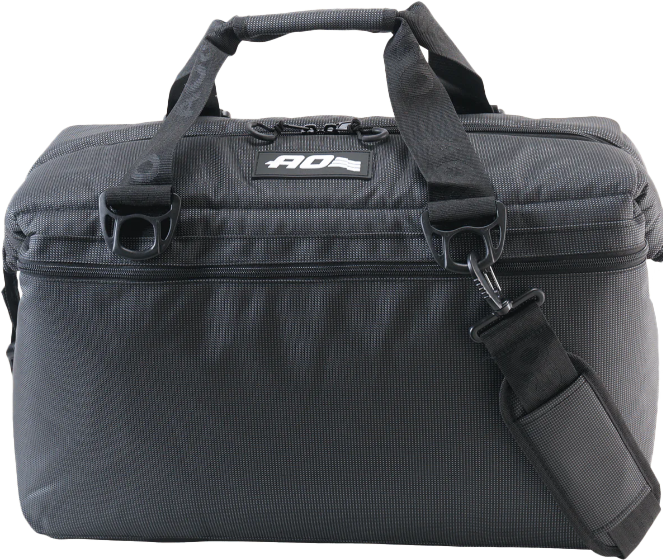 AO Coolers 24-pack ballistic black and charcoal accessories set with durable design, suitable for outdoor cooling and storage.