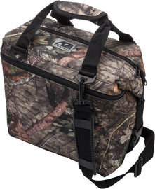 AO Coolers Mossy Oak Cooler 12-pack accessories with camouflage pattern, durable construction, and secure lid for outdoor use