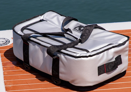 AO Coolers 38-pack Carbon Stow-N-Go cooler set in silver, featuring insulated containers for portable storage and cooling.