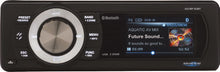 Charger l'image dans la galerie, Aquatic AV Bluetooth USB MP3 media player for vehicles, featuring universal hardwire connection, compact design, and audio controls.