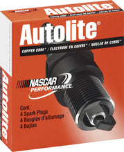 Load image into Gallery viewer, Autolite 4051/4 copper spark plug with metal shell and ceramic insulator, designed for automotive engine performance.
