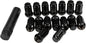 Black AWC 12mmx1.50 lock style lug nuts with key, 16-piece pack, designed for secure wheel mounting.