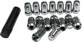 Set of 16 AWC 12mm x 1.50 lock style lug nuts with key, designed for secure wheel attachment.